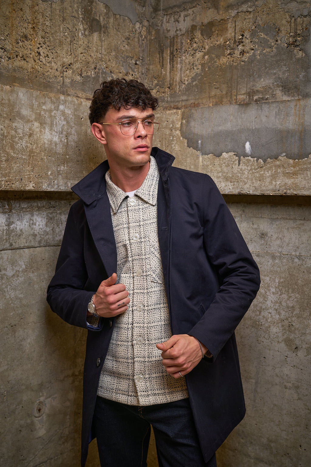 Bart Frame Overshirt - Ecru / Black
