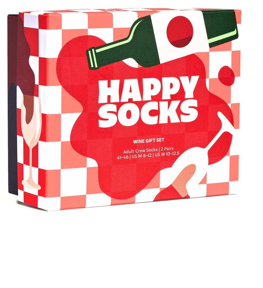 Happy Socks 2-Pack Wine Socks Gift Box, Red/Navy