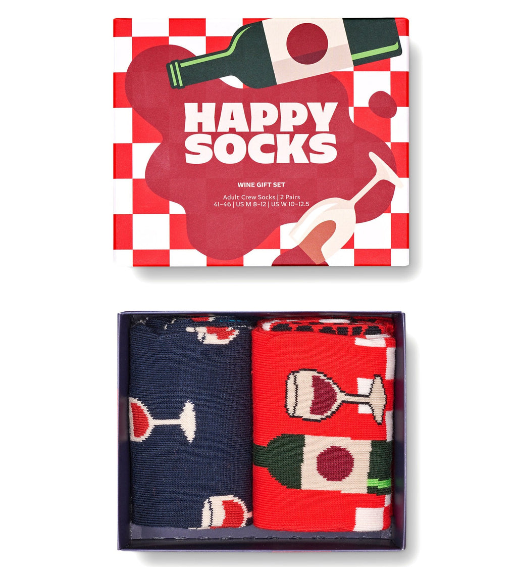 Happy Socks 2-Pack Wine Socks Gift Box, Red/Navy