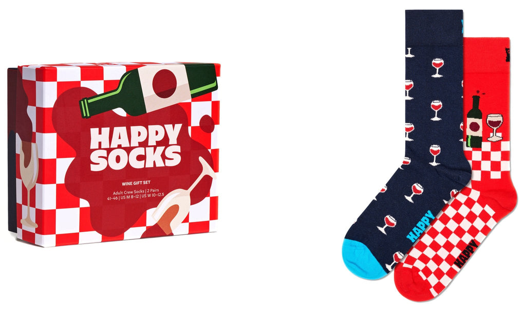 Happy Socks 2-Pack Wine Socks Gift Box, Red/Navy