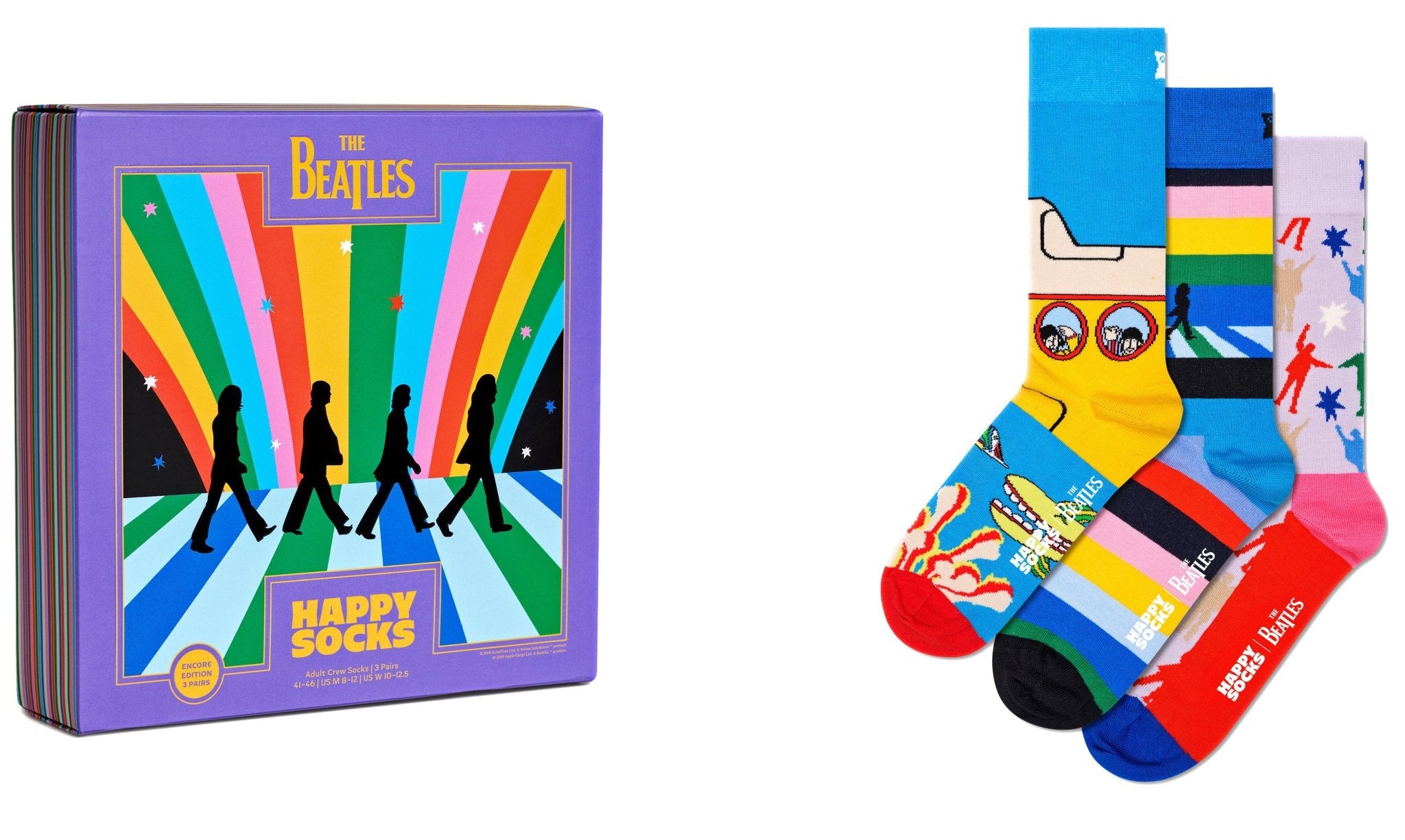 Happy Socks 3-Pack The Beatles Socks Gift Box, Blues