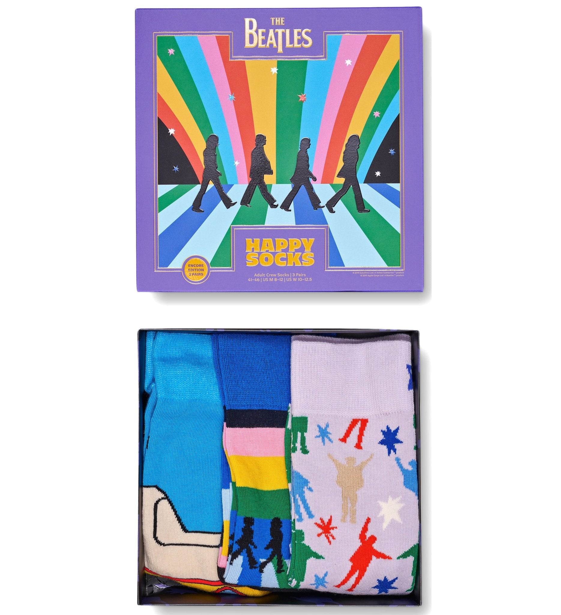Happy Socks 3-Pack The Beatles Socks Gift Box, Blues