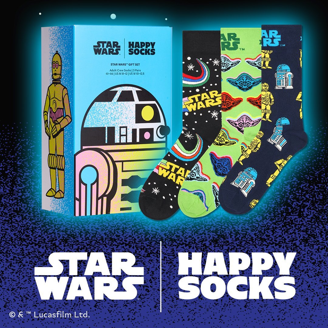 Happy Socks 3-Pack Star Wars Socks Gift Box, Black