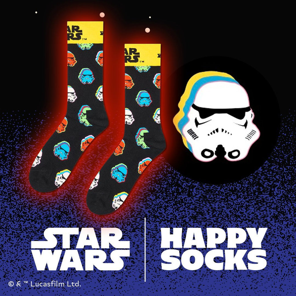 Happy Socks Star Wars Stormtrooper Socks, Black