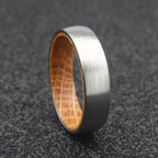The Sirius - 6mm Brushed Tungsten & Whisky Barrel Wood Ring