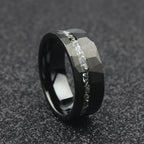 The Altair - 8mm Black Brushed Tungsten & Meteorite Inlay Ring