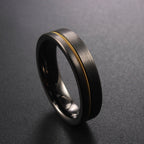The Rigel - 6mm Black Brushed Tungsten & Guitar String Inlay Ring