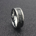 The Betelgeuse - 8mm Polished Tungsten & Meteorite Inlay Ring
