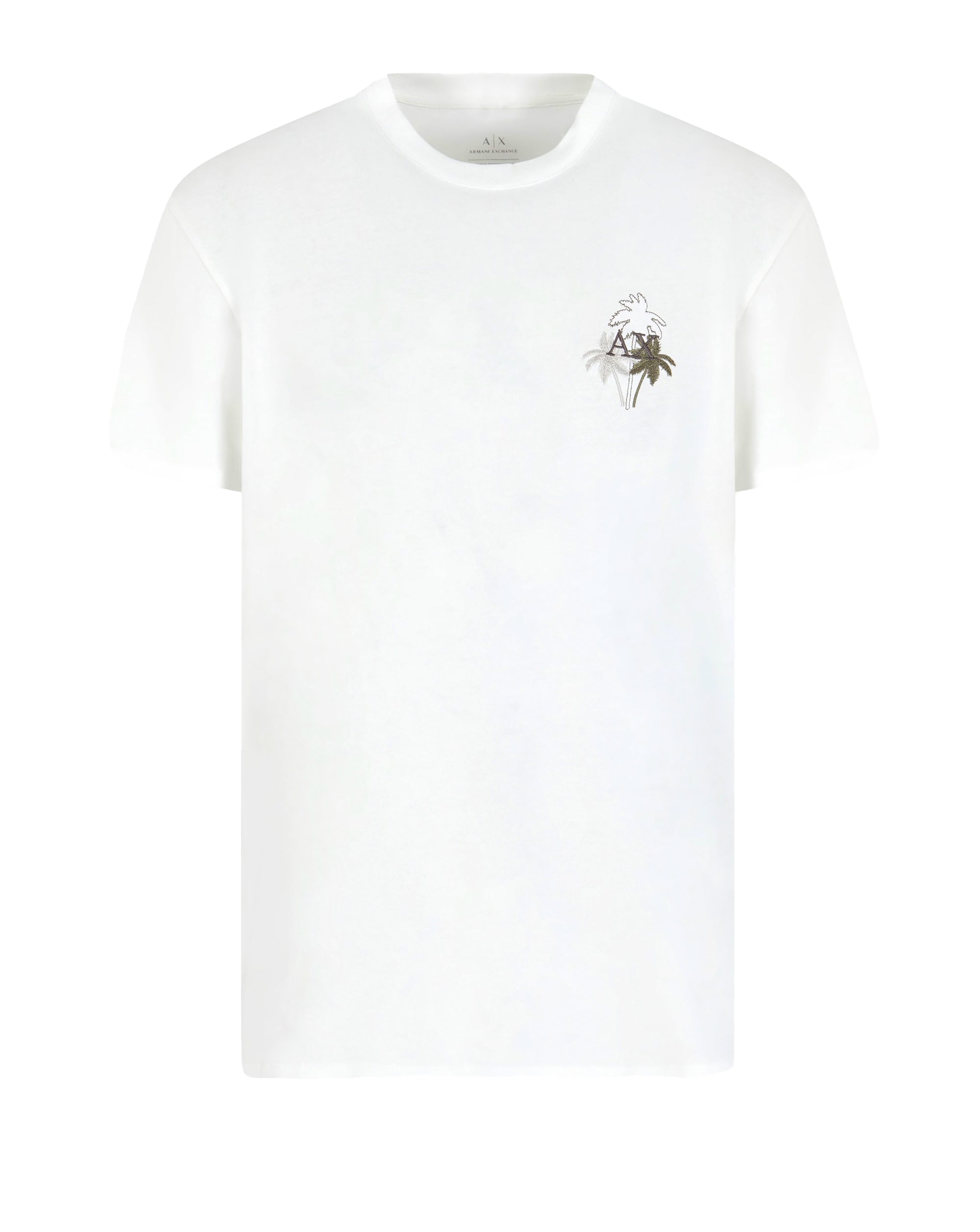 Armani Exchange Crew Neck Palm Tree Tee Off White