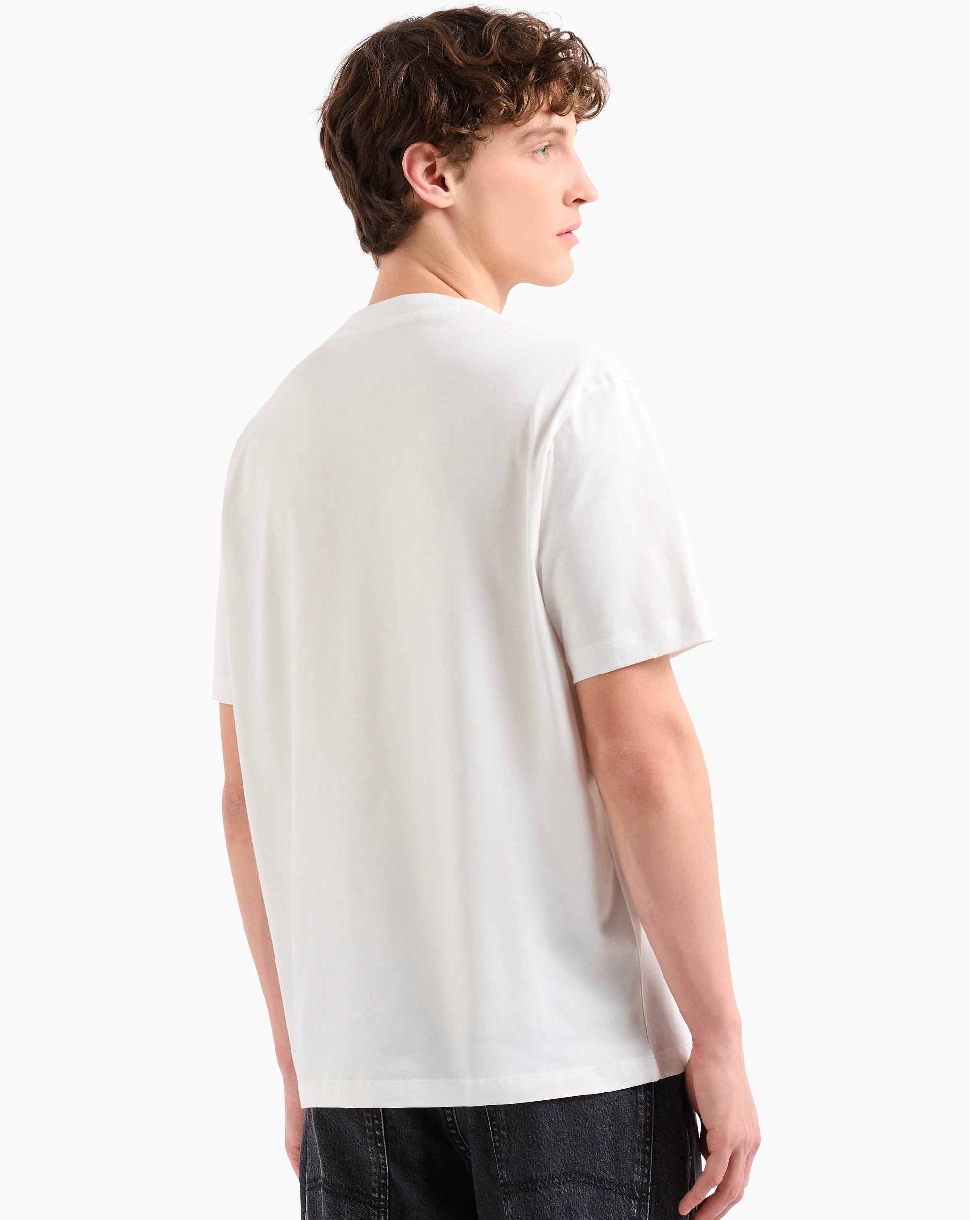 Armani Exchange Crew Neck Palm Tree Tee Off White