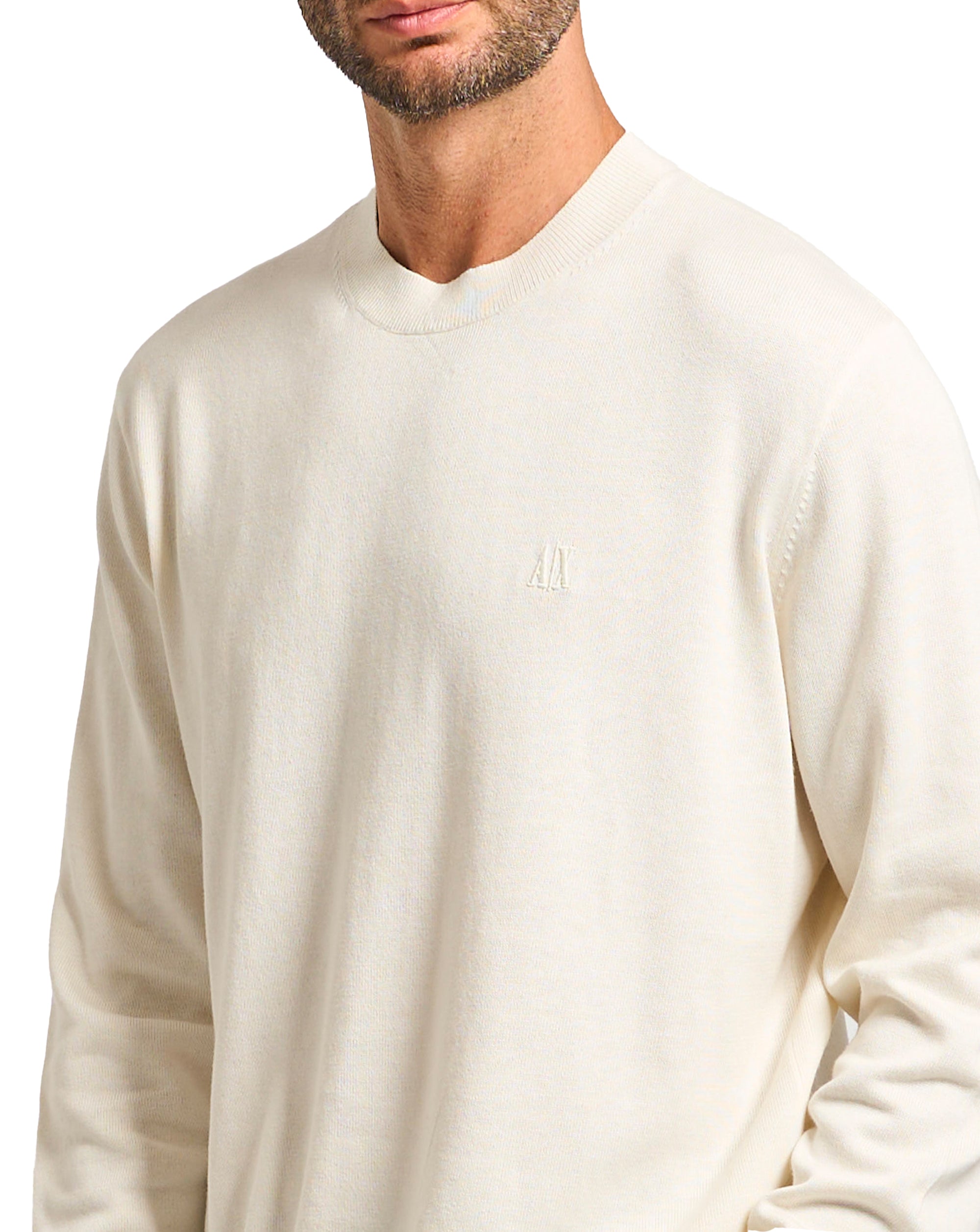 Armani Exchange Crew Neck Pullover Off White