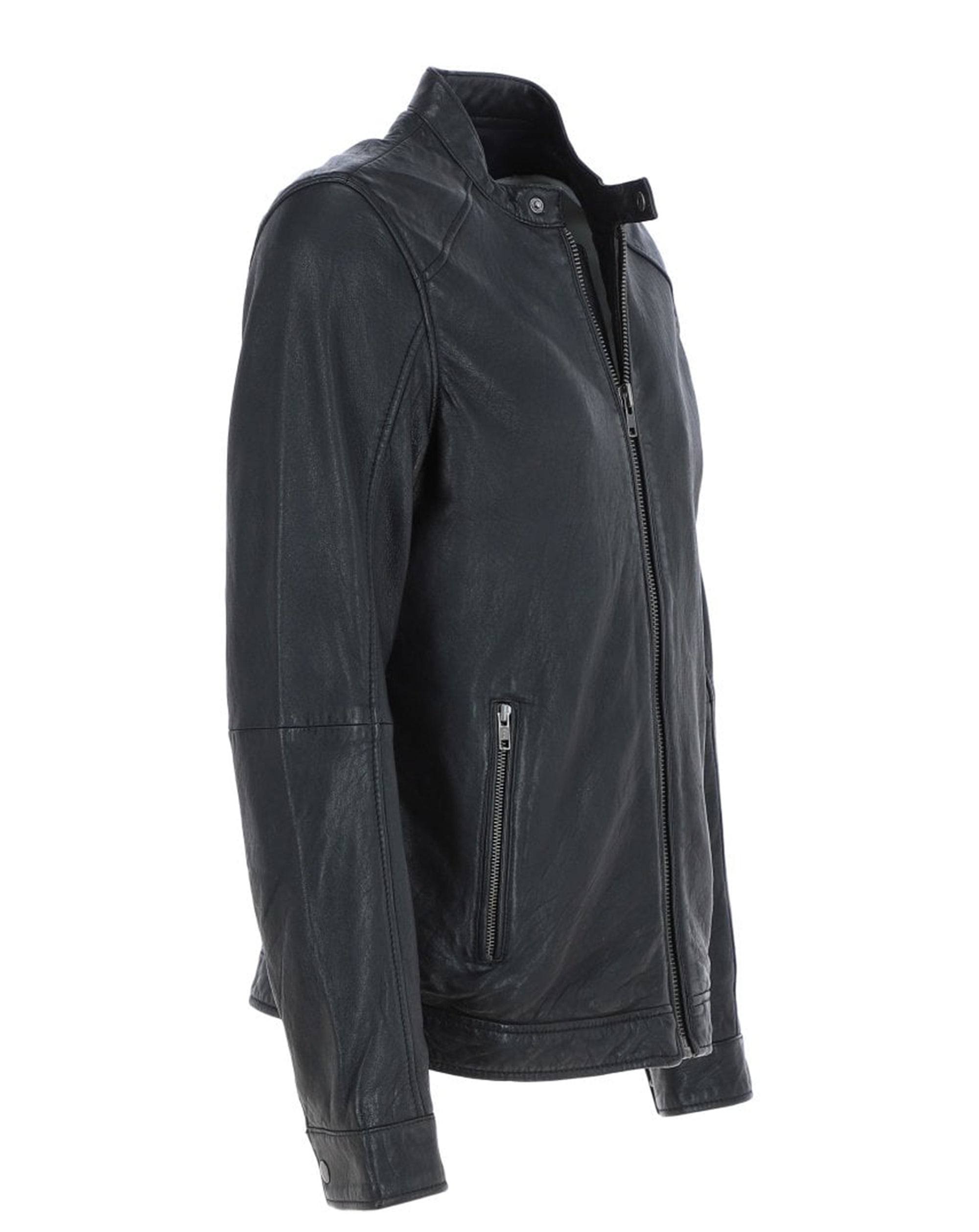 Ashwood Biker Style Leather Jacket Black AMJ-3
