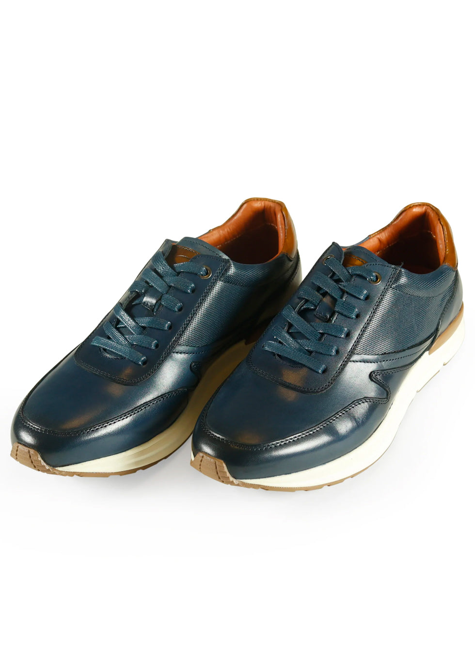 Azor Capri Leather Trainer Shoe Navy