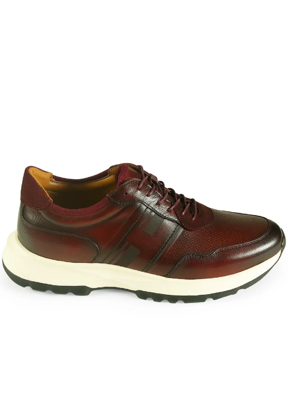 Azor Paolo Smart Leather Sport Trainer Burgundy