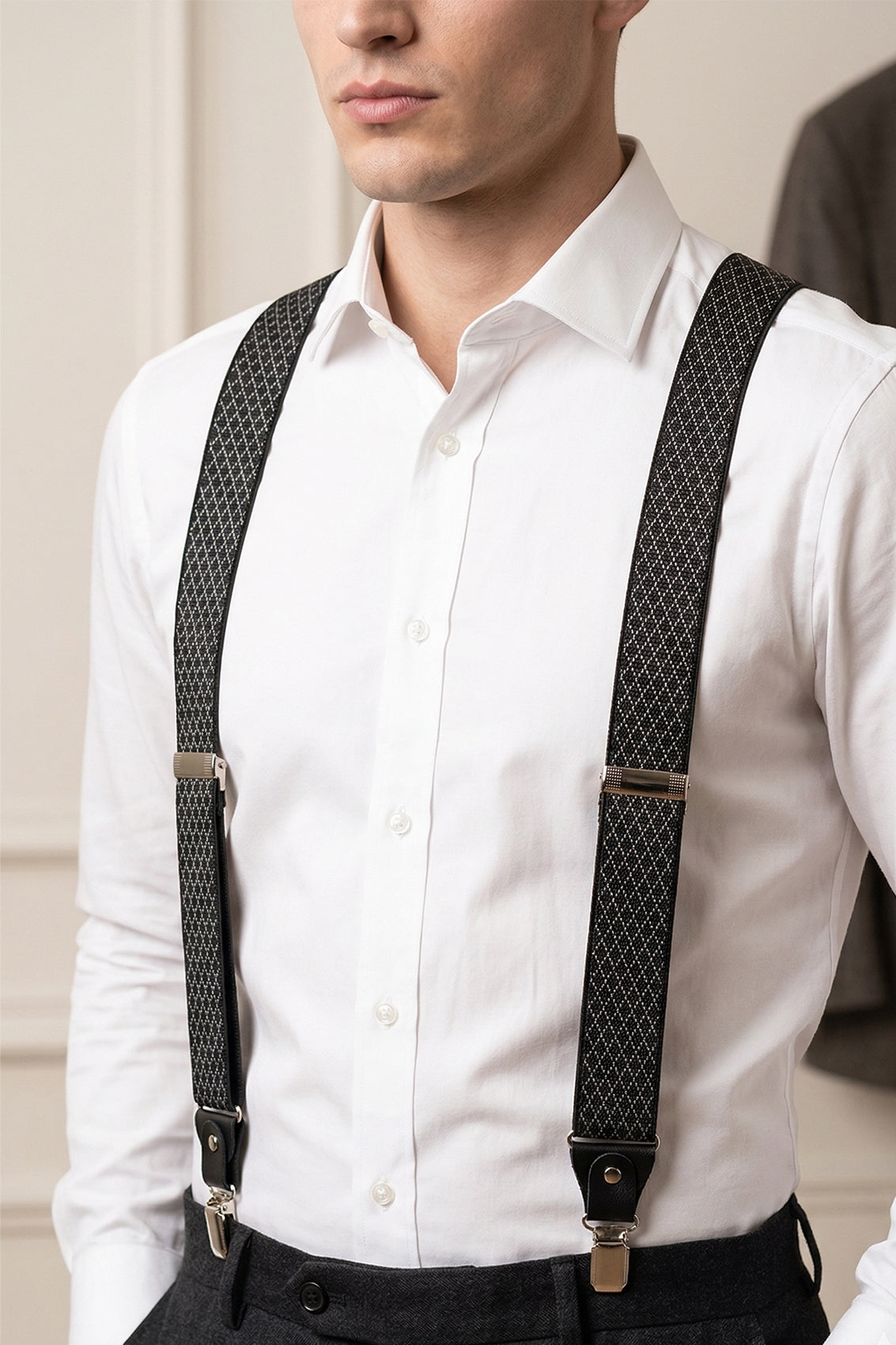 Black Geometric Clip On Braces