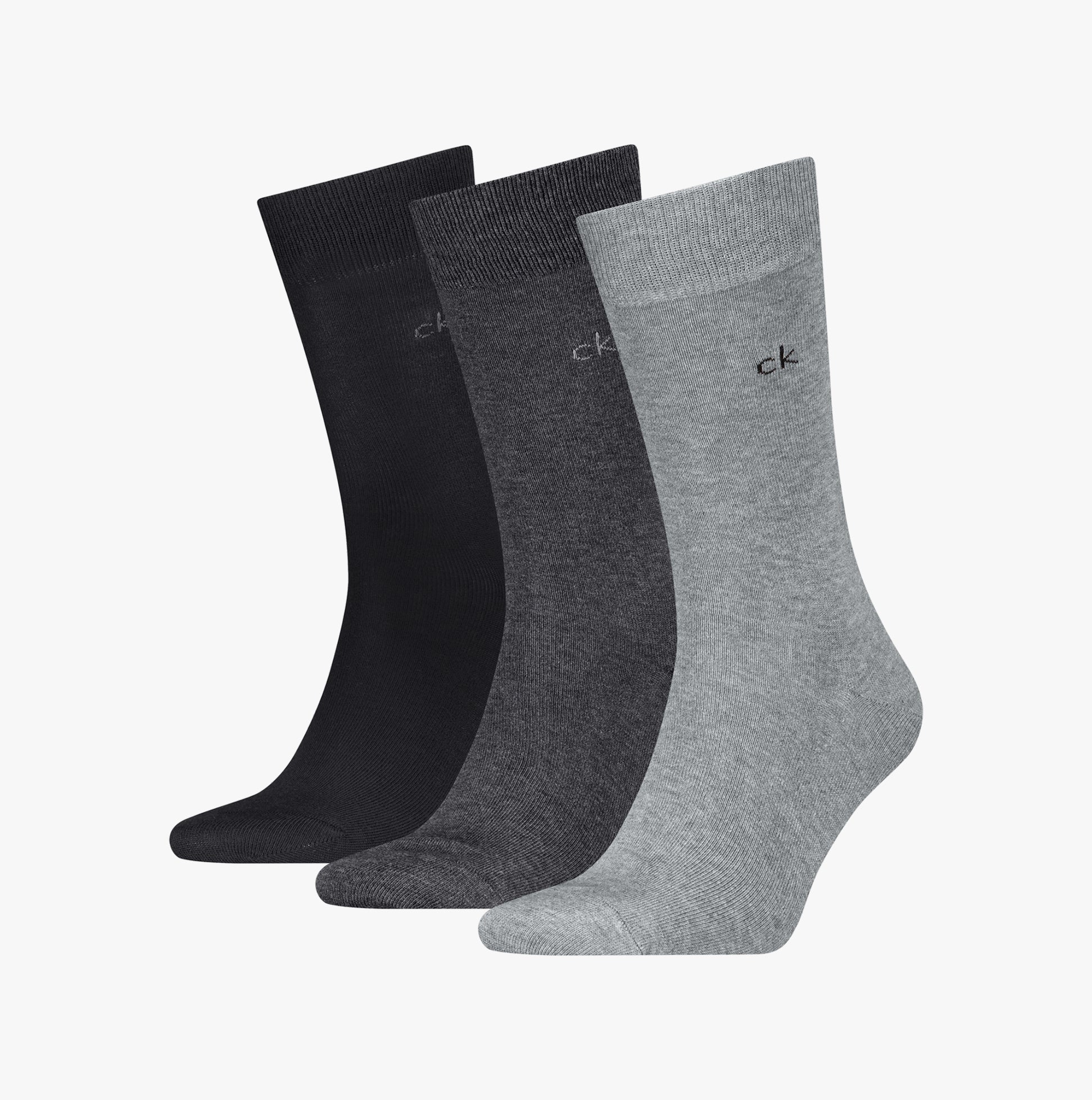 Calvin Klein 3 Pack Mens Crew Socks Grey Melange