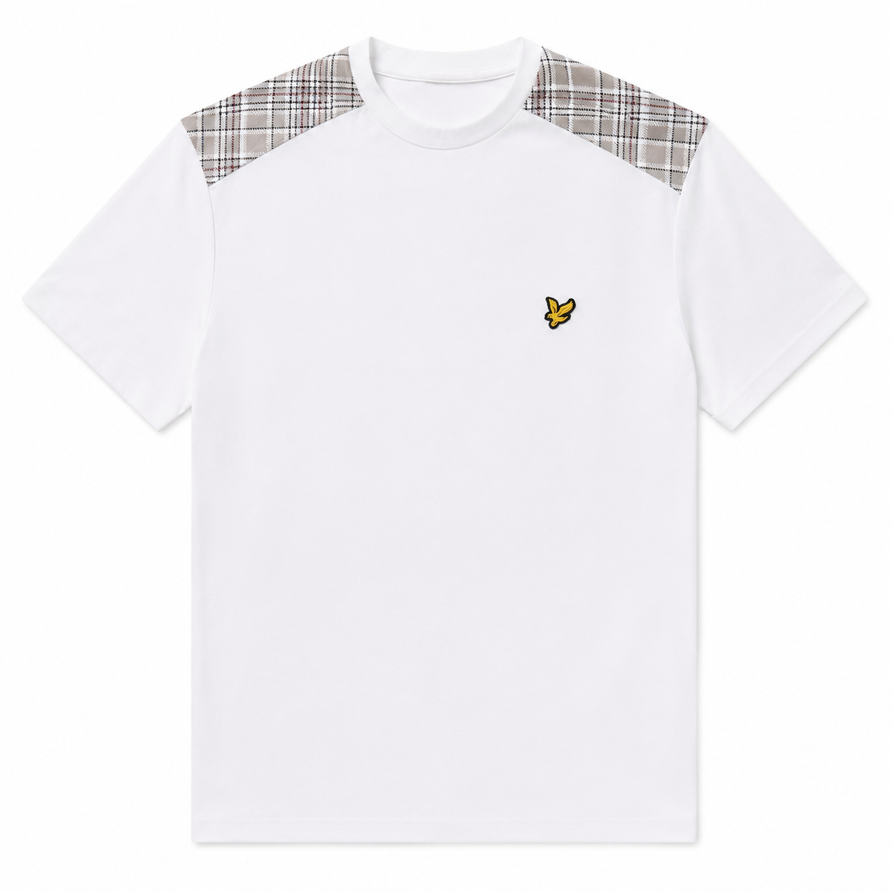 Lyle & Scott Check Panelled T-Shirt WHITE