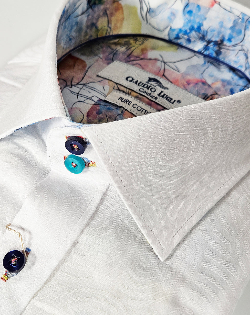 Claudio Lugli jacquard pattern Long Sleeve Shirt WHITE