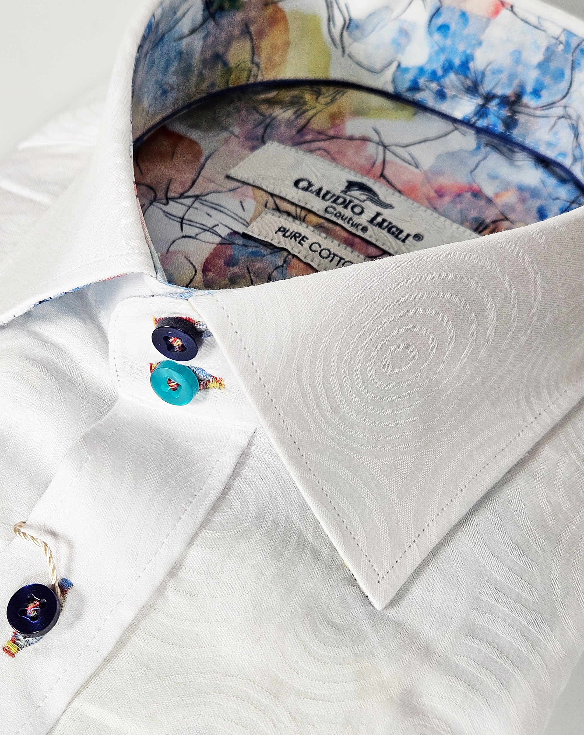 Claudio Lugli jacquard pattern Long Sleeve Shirt WHITE