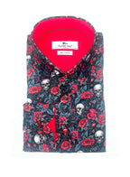 Claudio Lugli Skull Detail Shirt Long Sleeve Red