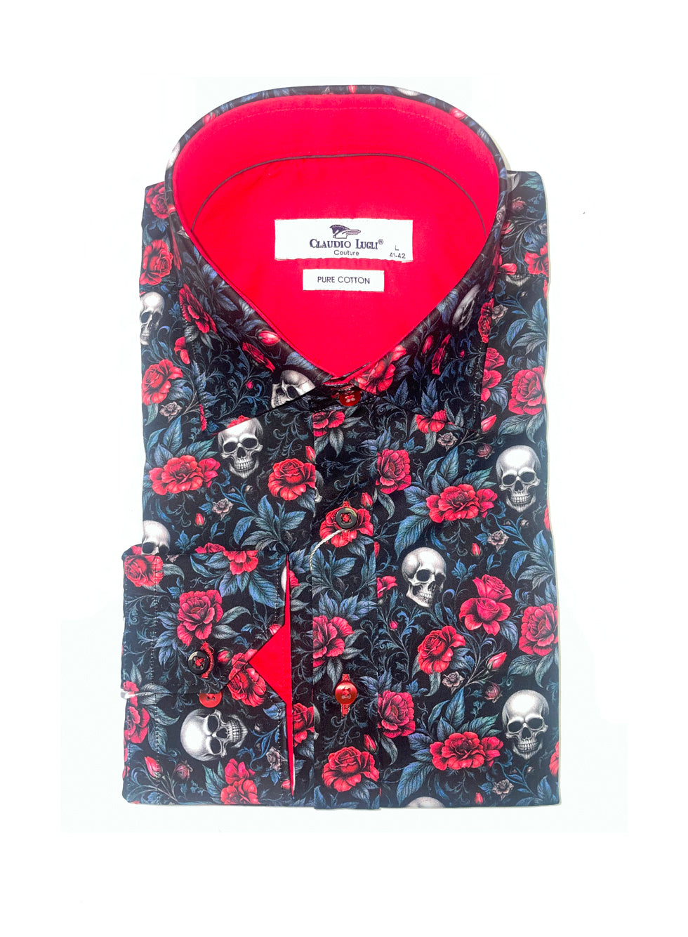 Claudio Lugli Skull Detail Shirt Long Sleeve Red