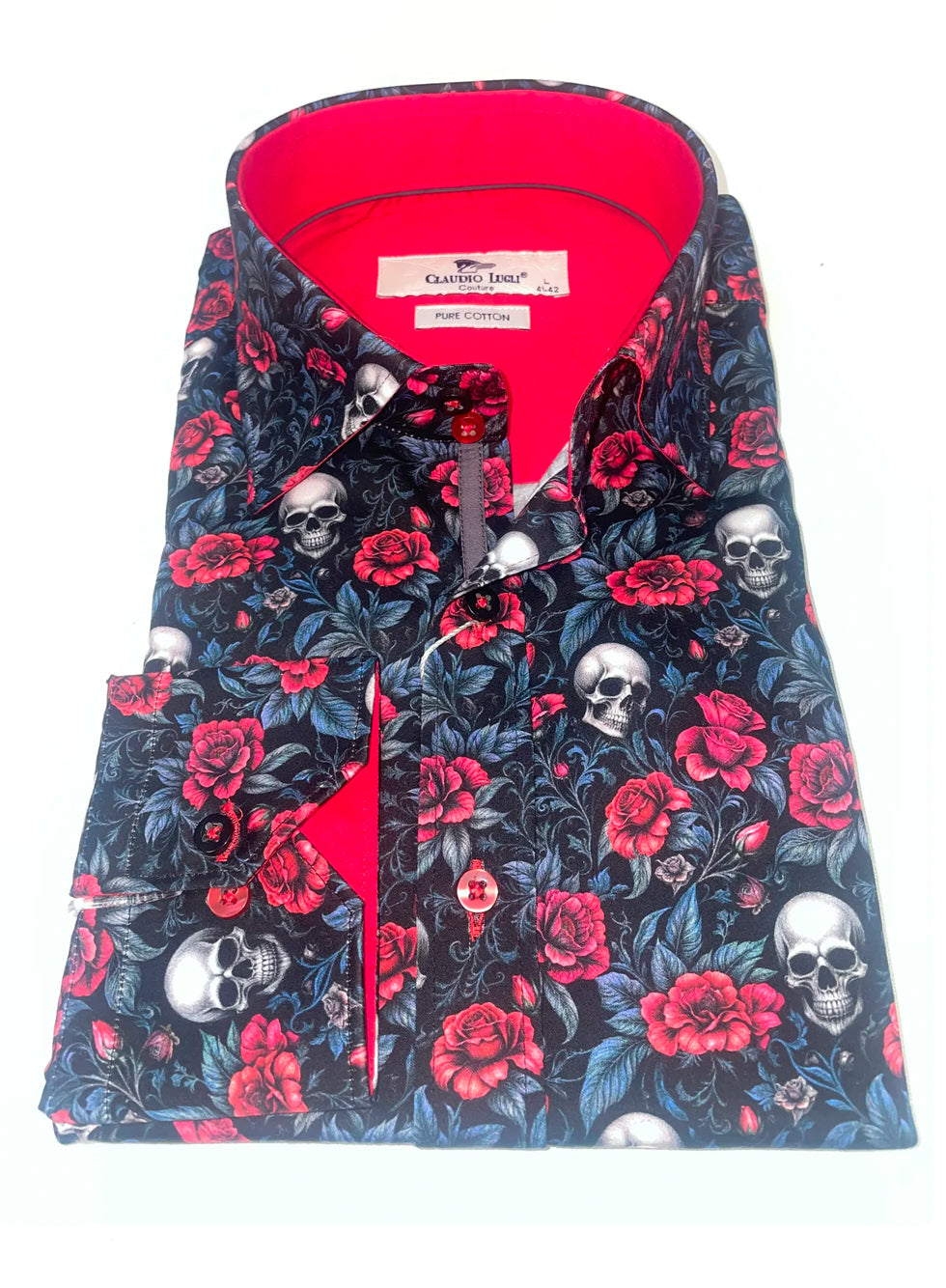 Claudio Lugli Skull Detail Shirt Long Sleeve Red