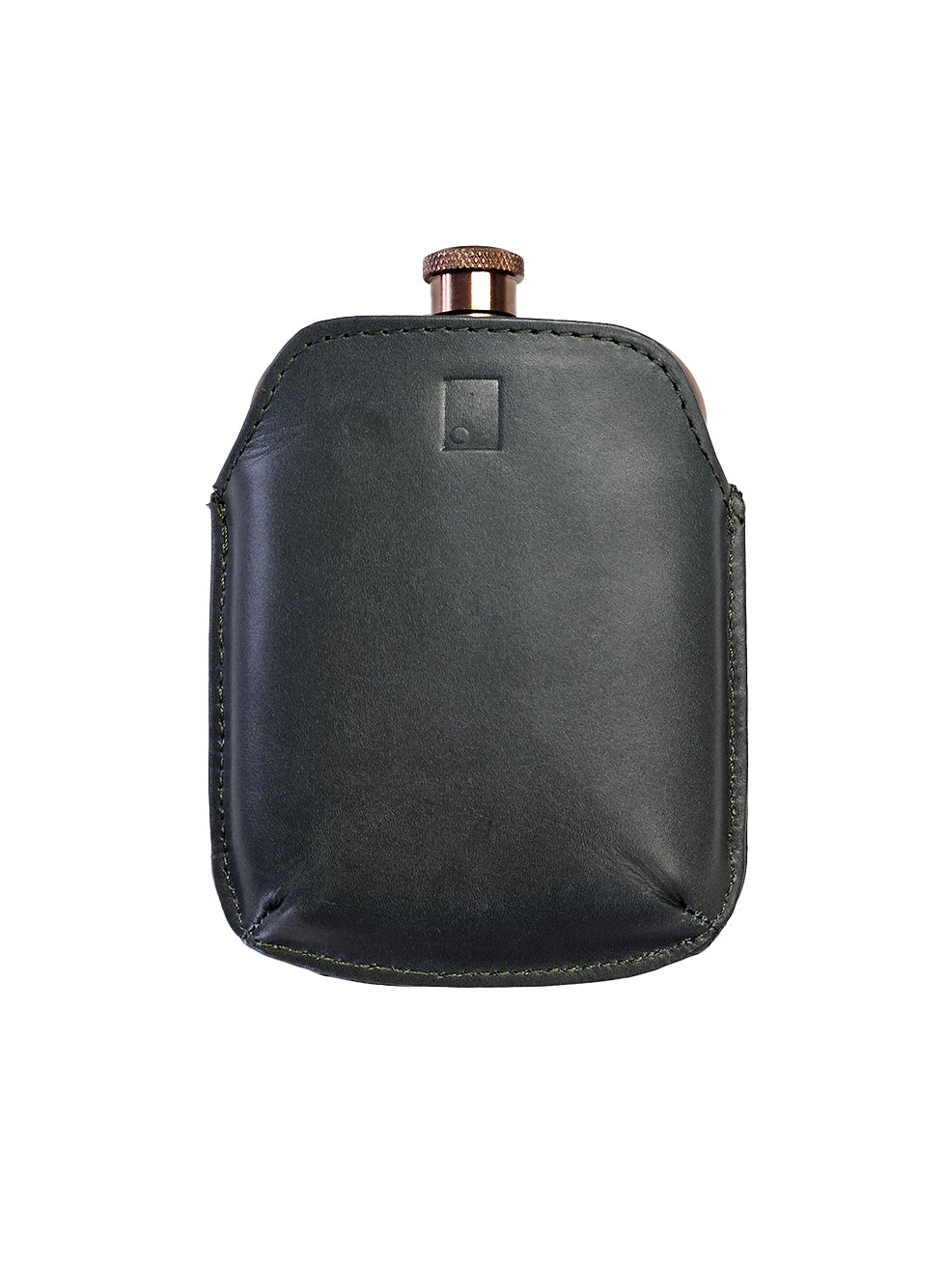 Sophos Copper Hip Flask With Leather Sleeve Green