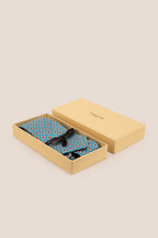 Cyan Geometric Pattern Silk Tie