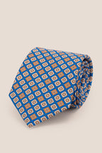 Light Blue Geometric Pattern Silk Tie