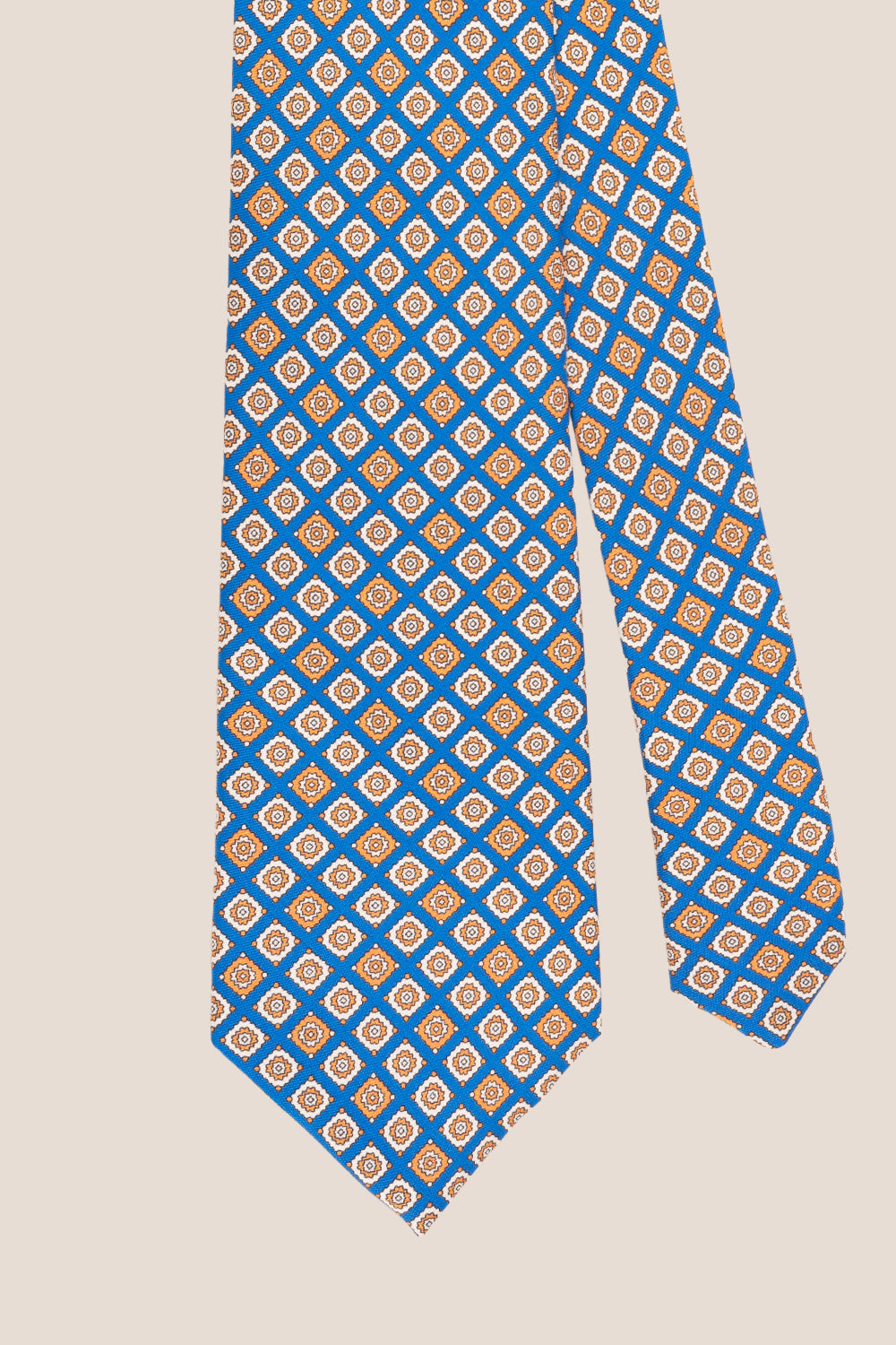 Light Blue Geometric Pattern Silk Tie