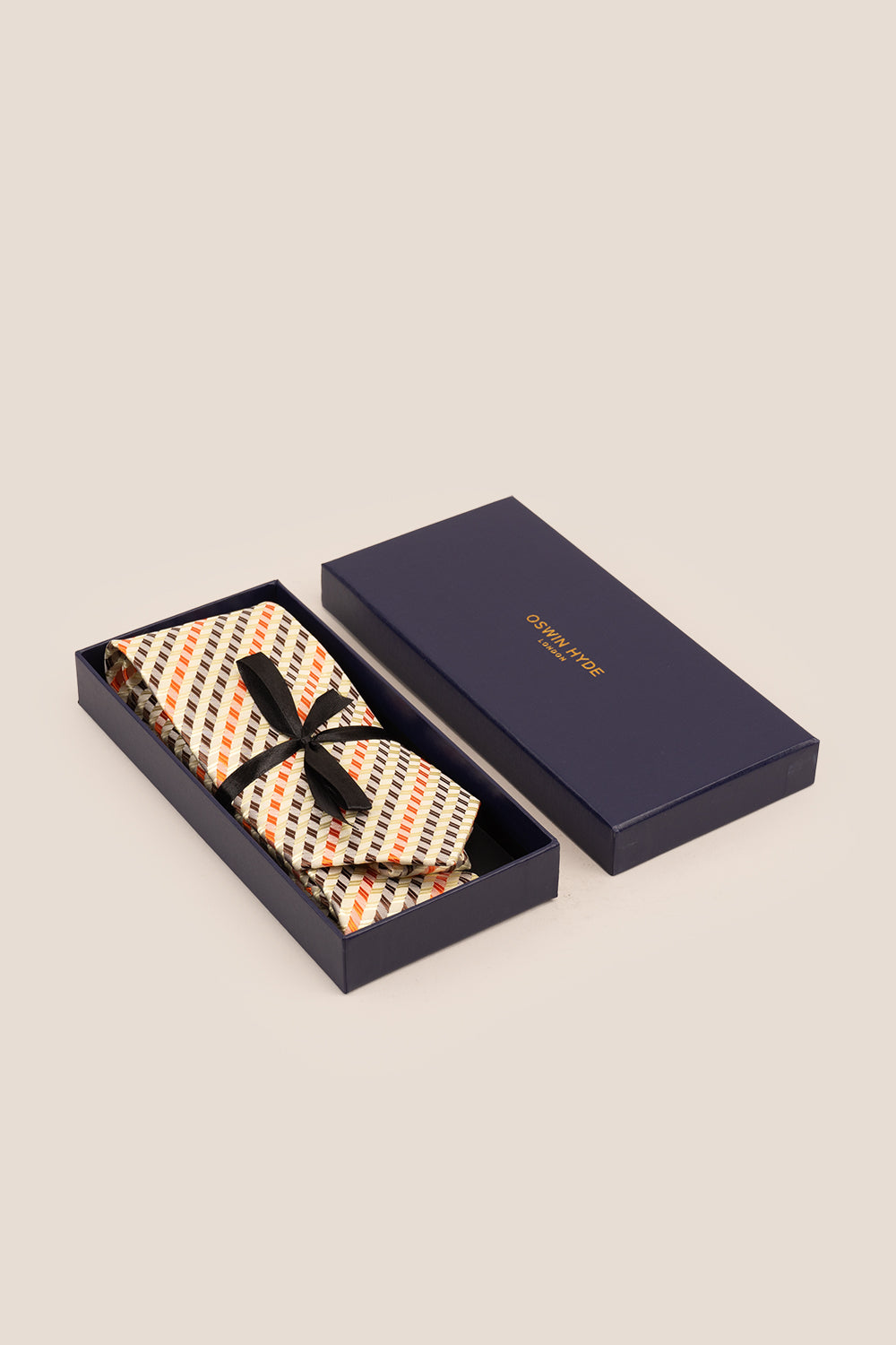 Geometric Stripes Cream Brown Orange