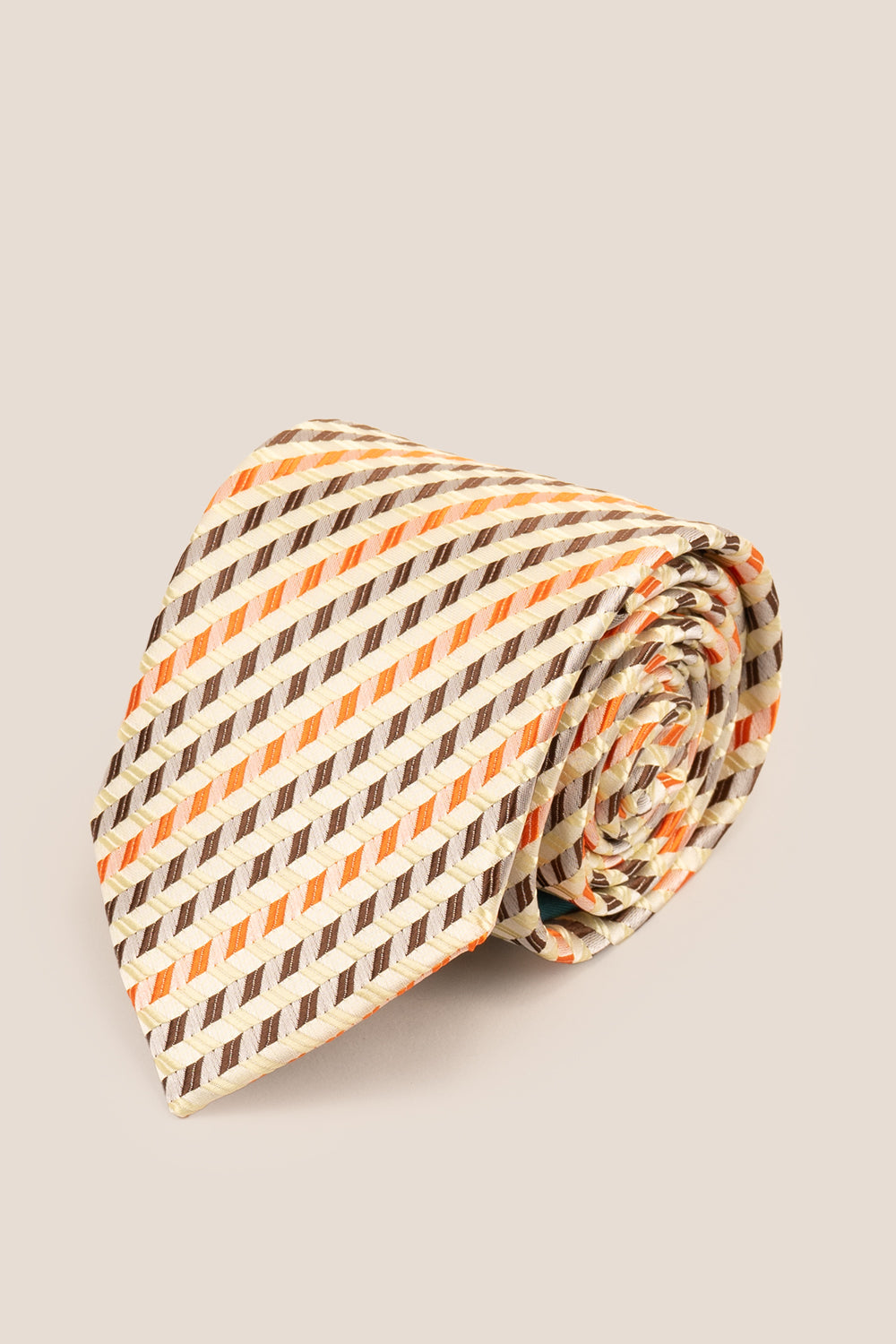Geometric Stripes Cream Brown Orange