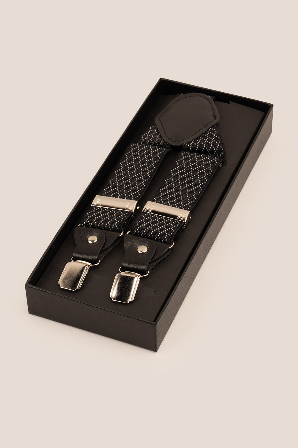 Black Geometric Clip On Braces