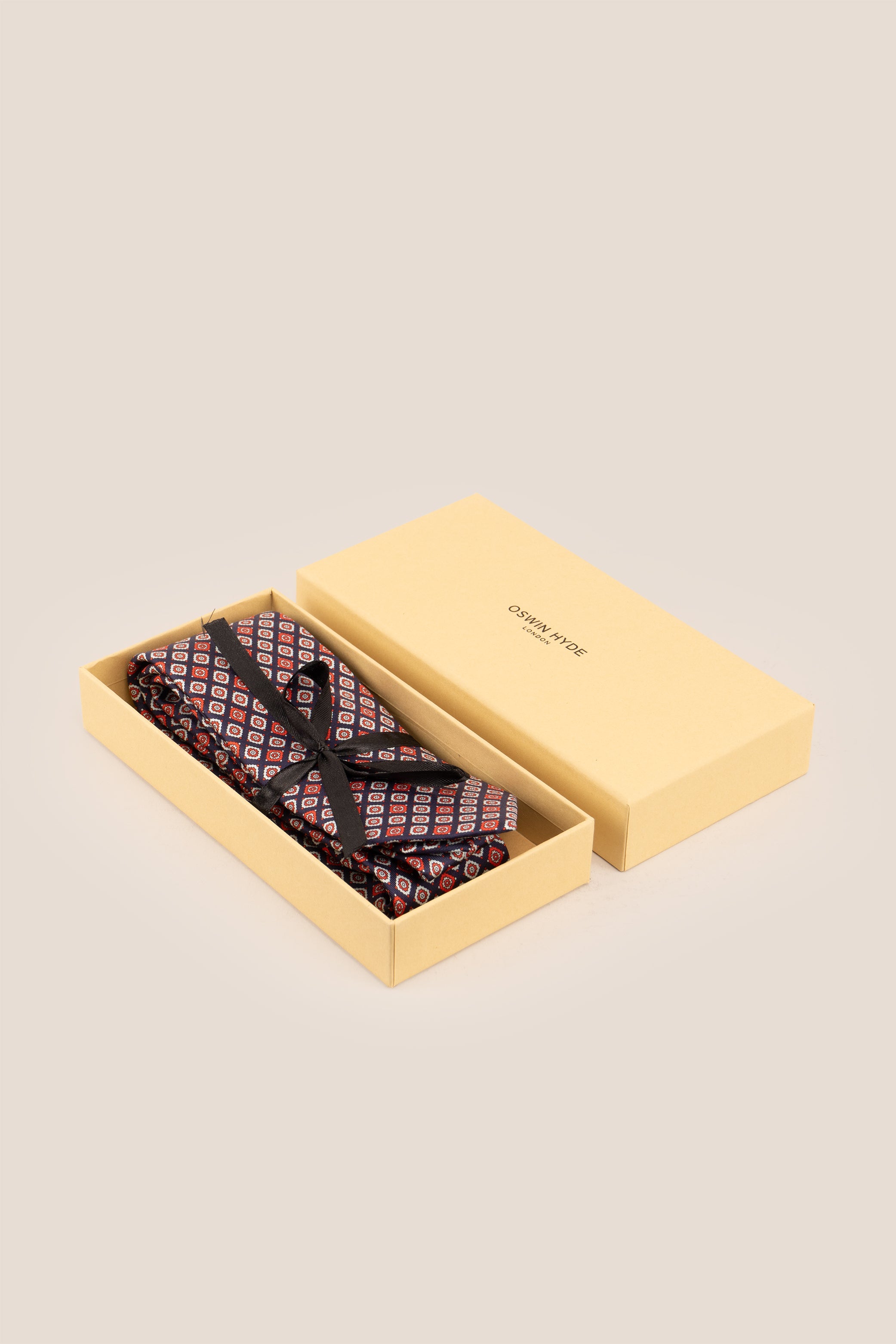 Blue Motif Print Silk Tie