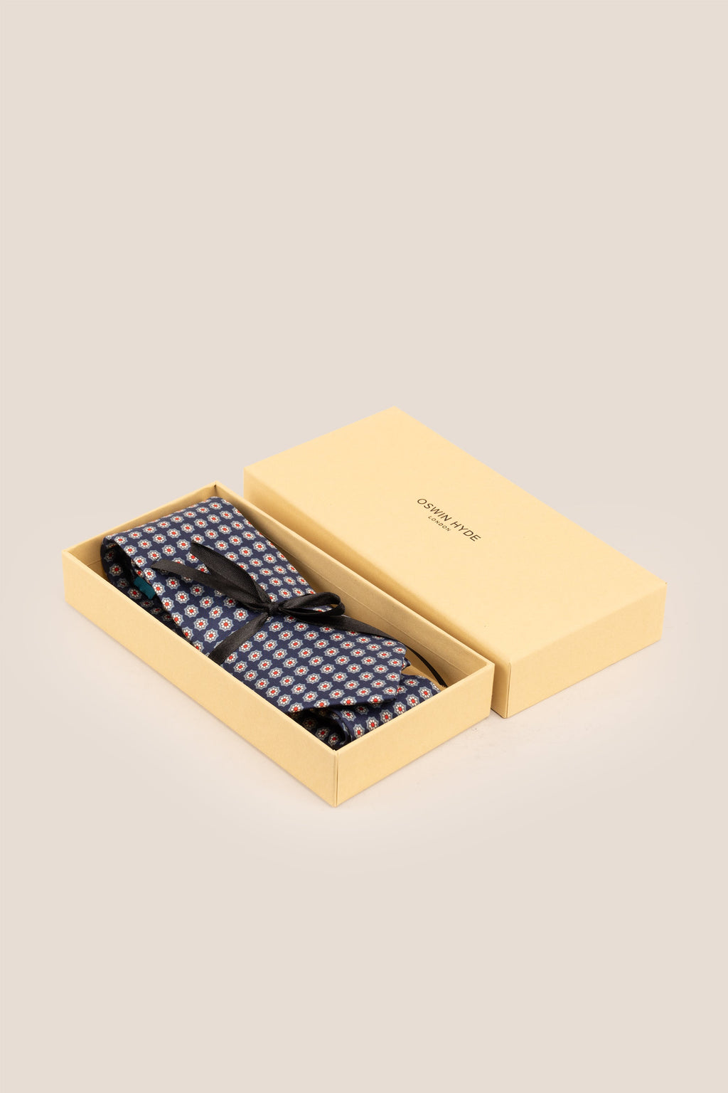 Navy Floral Print Silk Tie