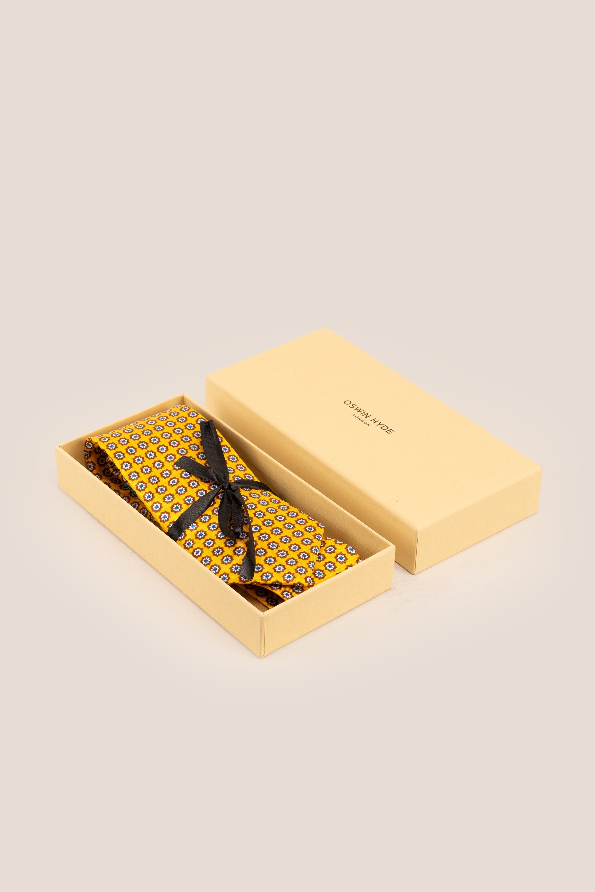 Yellow Floral Print Silk Tie