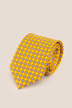 Yellow Floral Print Silk Tie