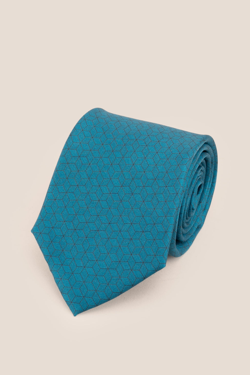 Blue Pattern Print Silk Tie