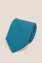 Blue Pattern Print Silk Tie