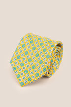 Yellow Motif Print Silk Tie