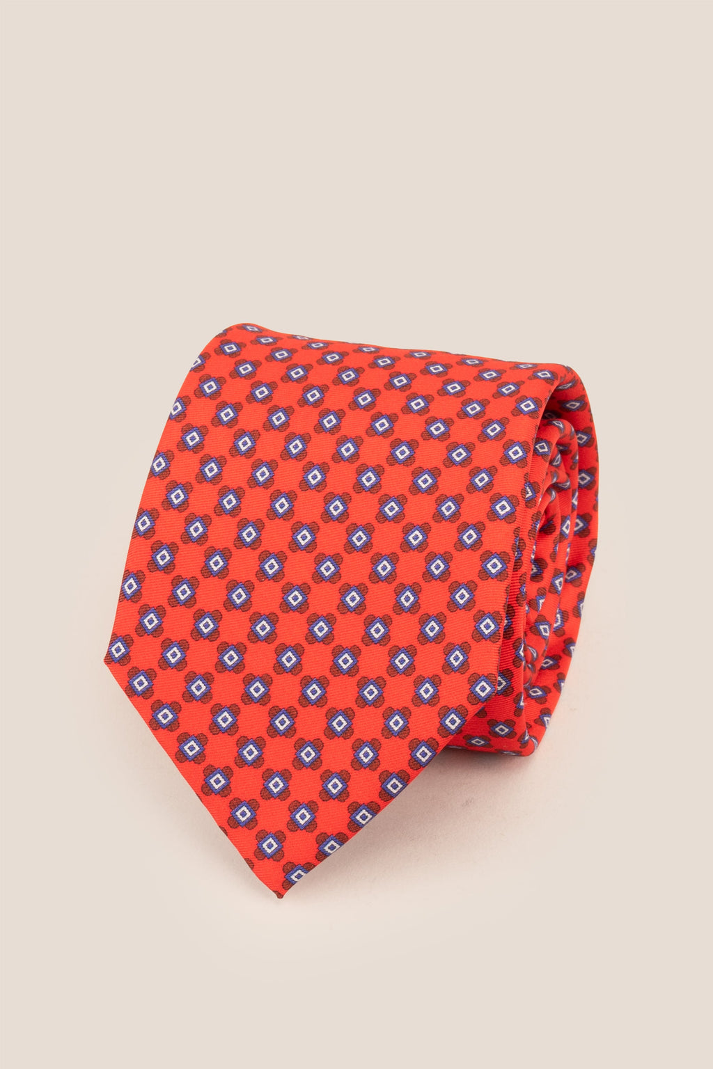 Red Squares Geometric Silk Tie