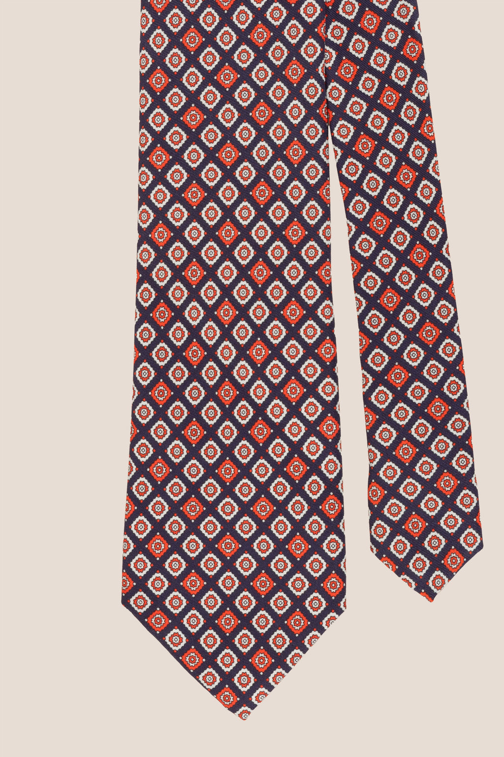 Blue Motif Print Silk Tie