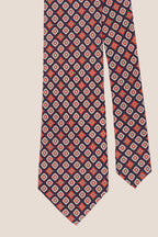 Blue Motif Print Silk Tie