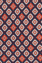 Blue Motif Print Silk Tie