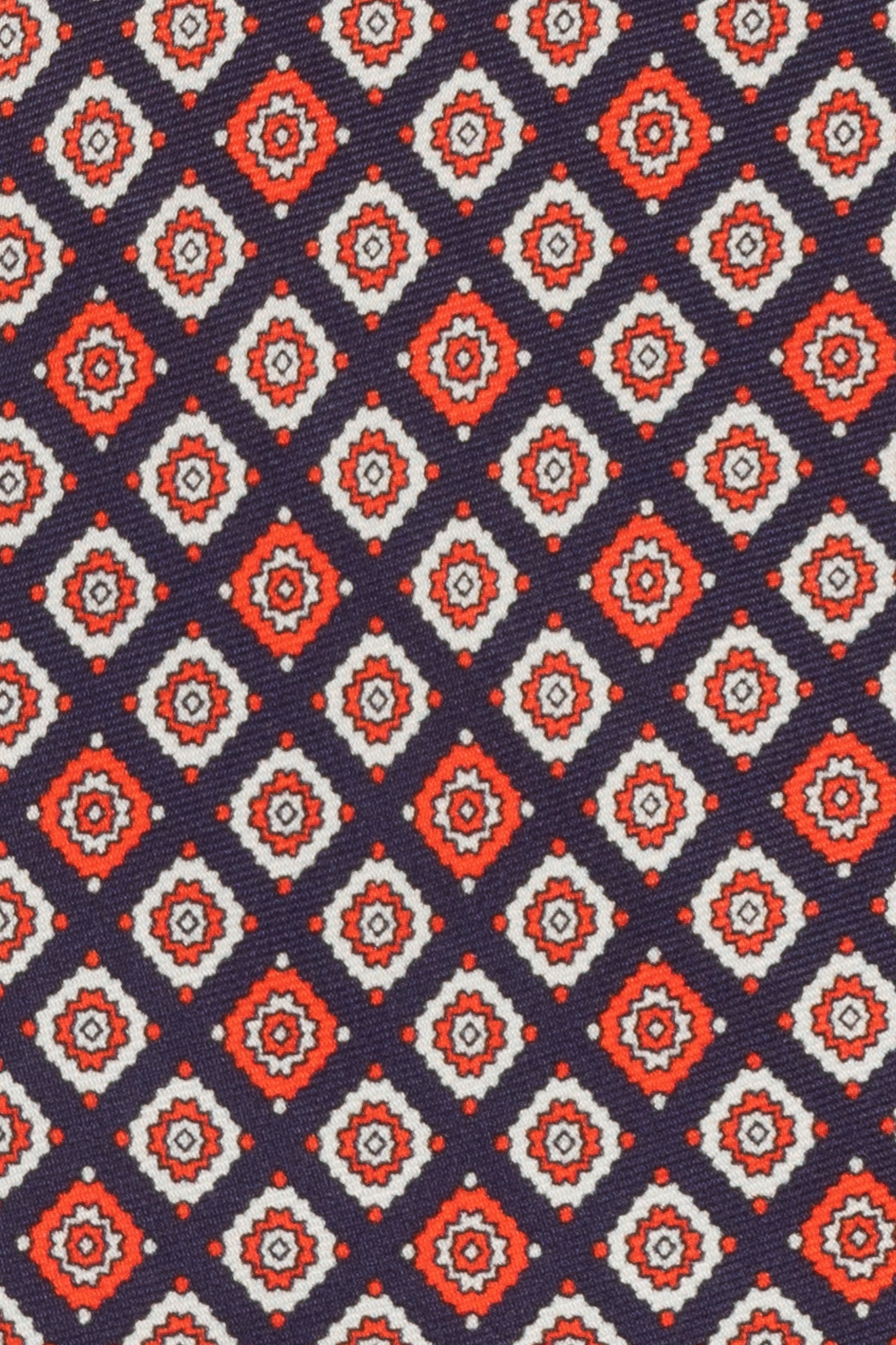 Blue Motif Print Silk Tie
