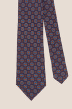 Vintage Navy Block Print Silk Tie