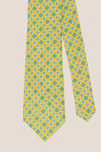 Yellow Motif Print Silk Tie