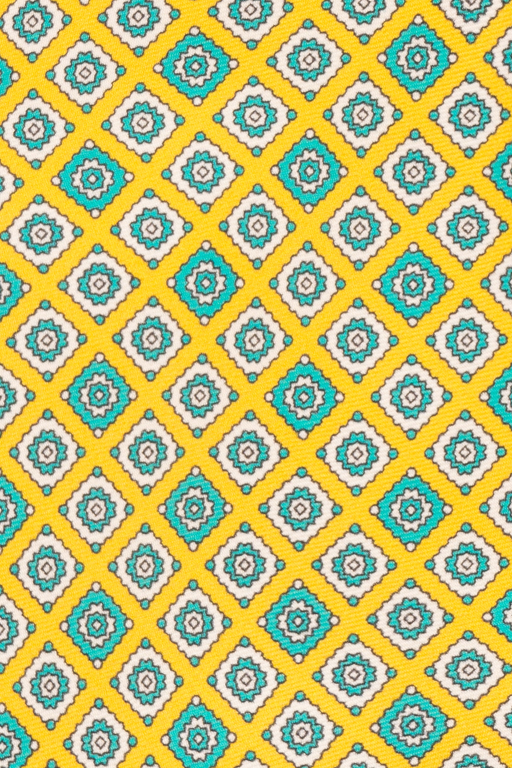 Yellow Motif Print Silk Tie