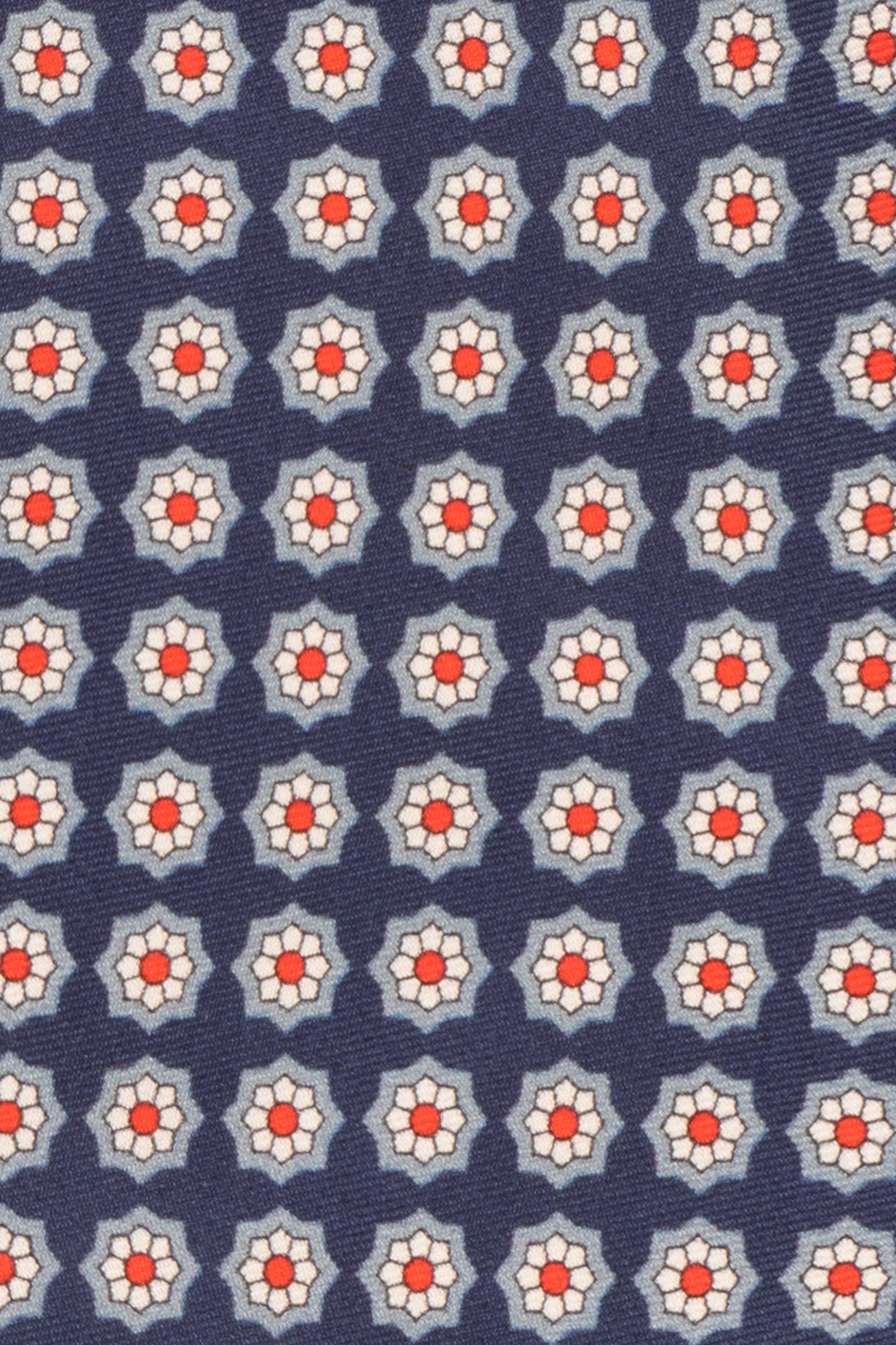 Navy Floral Print Silk Tie