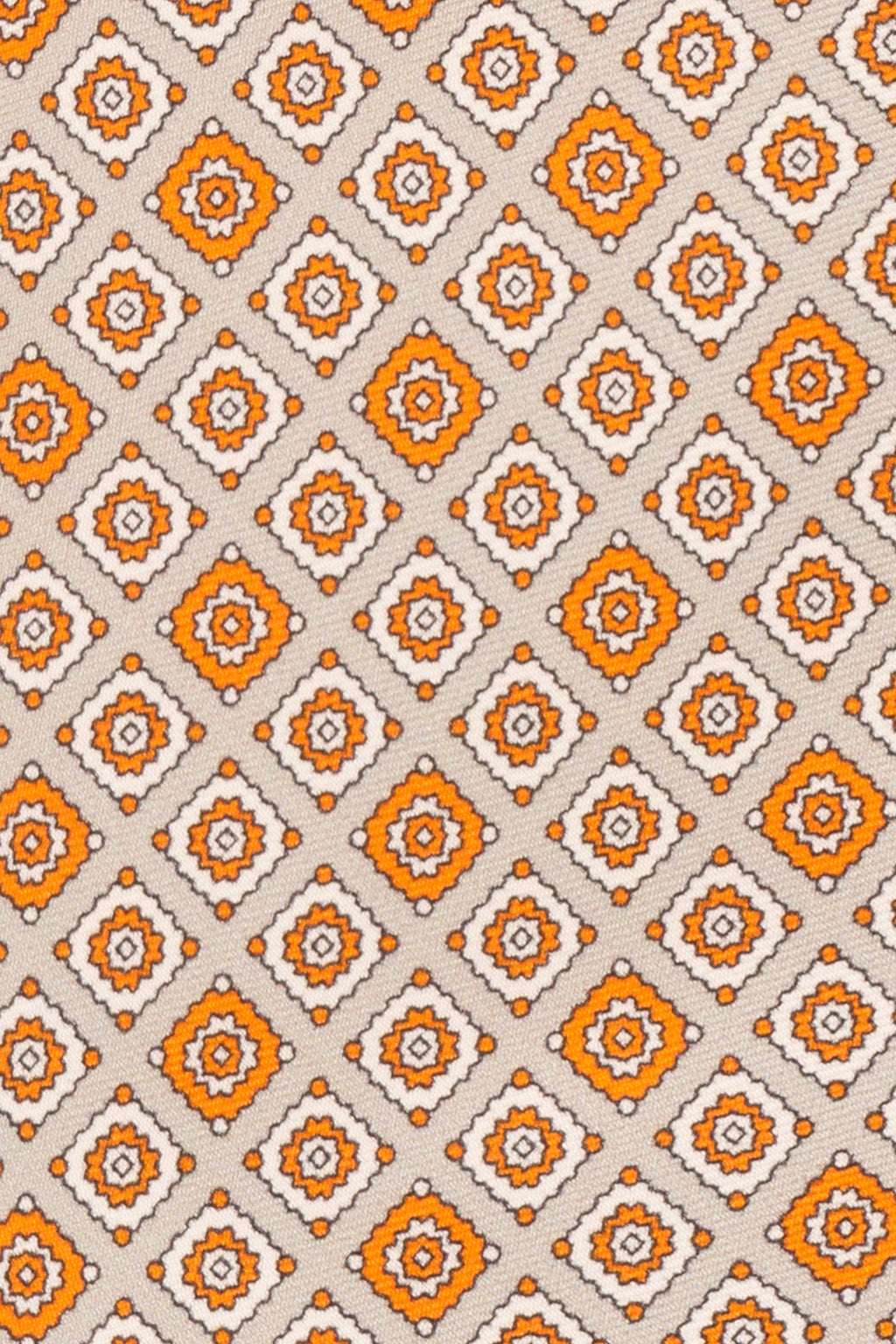 Orange Motif Print Silk Tie